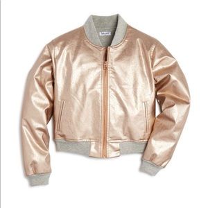 Splendid faux leather Rose Gold kids bomber jacket size 10